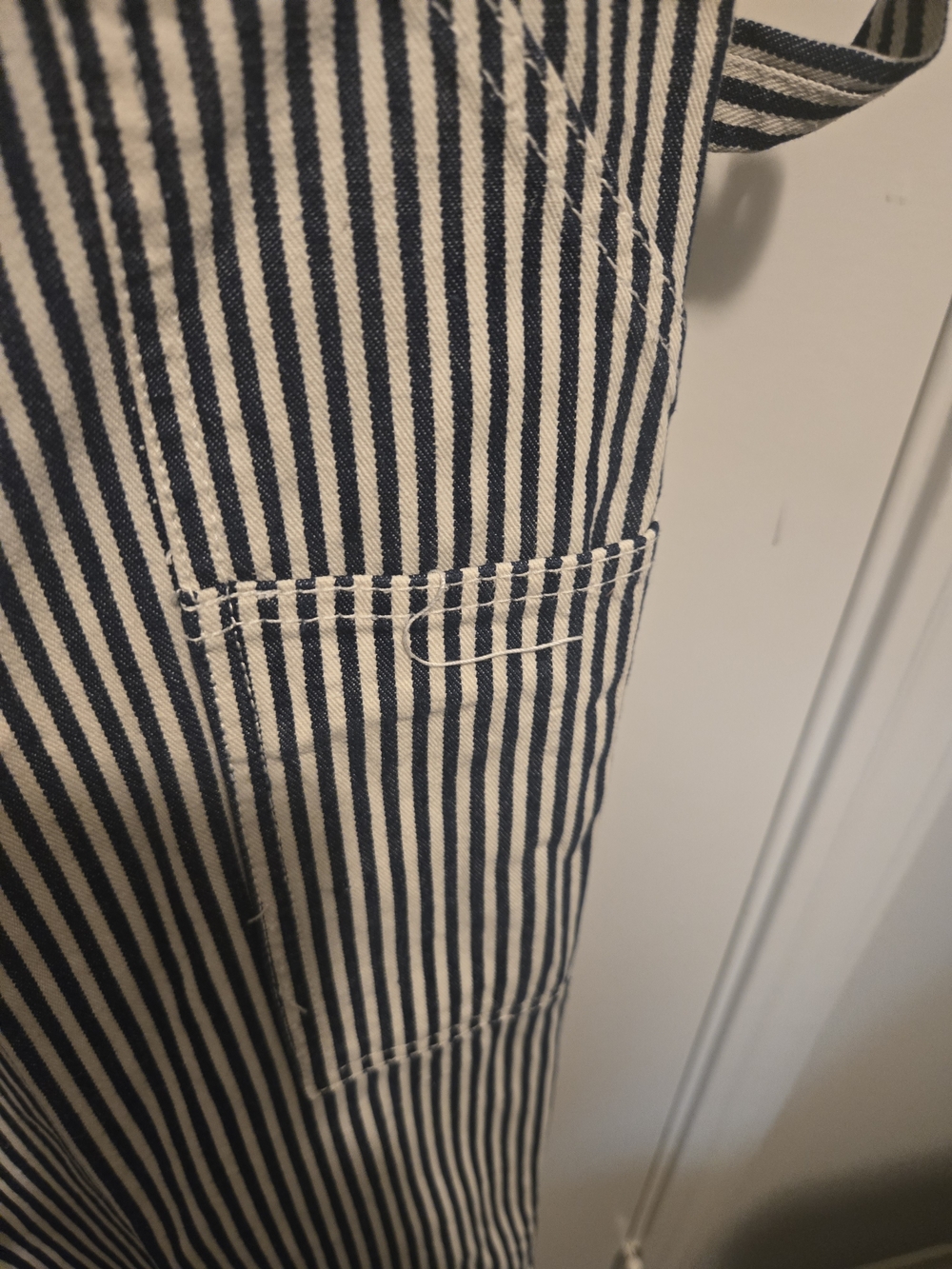 Men's Striped Blue & White Overalls with Adjustable Straps - Picture 6 of 6